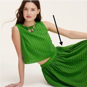 NWOT Kate spade Vibrant Green A-Line Eyelet Skirt